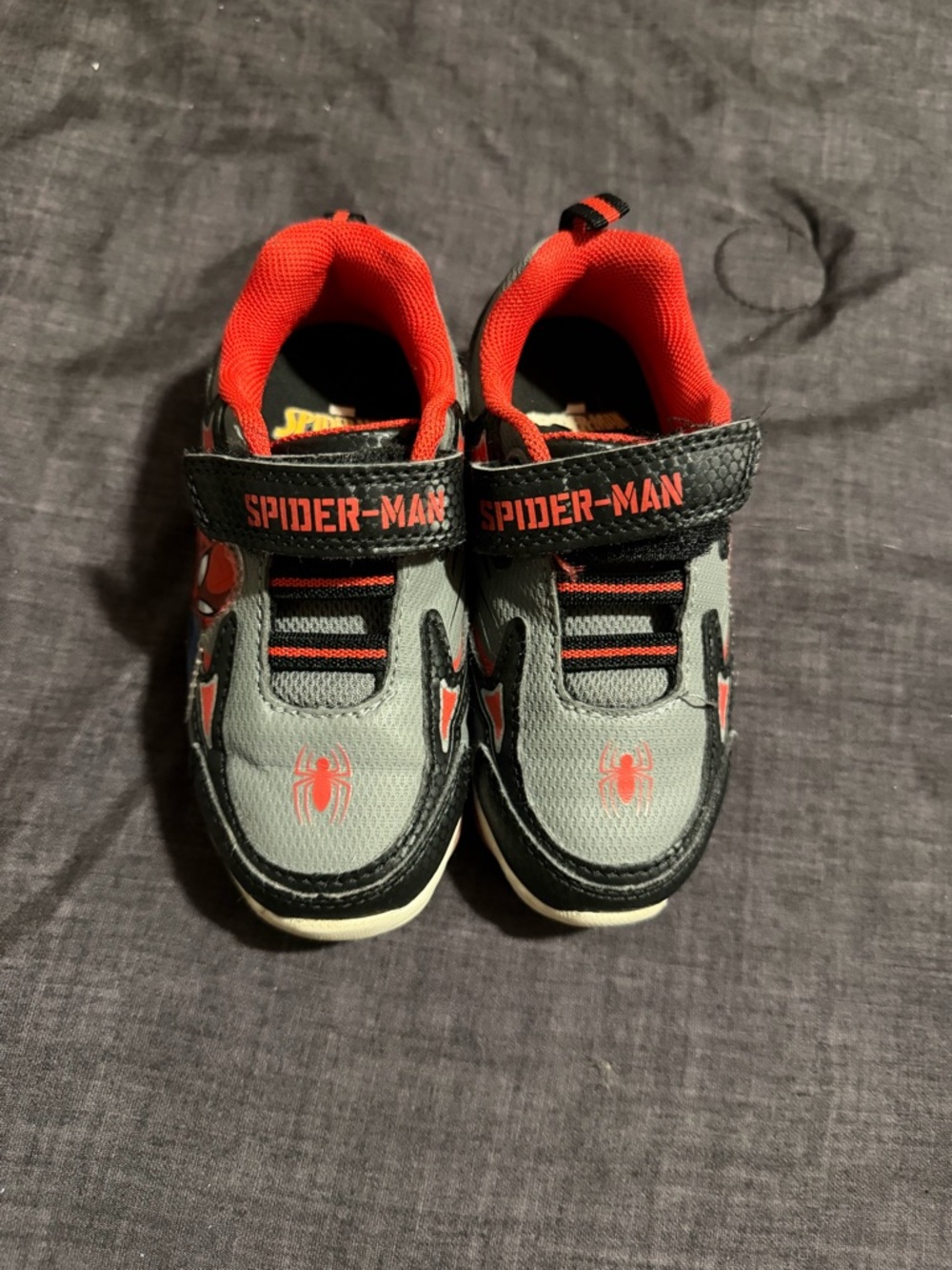 Spiderman Kids Gray and Red Hook-and-Loop Sneakers